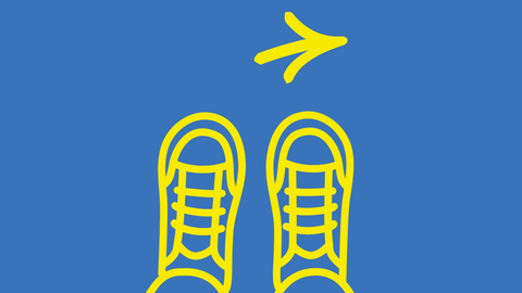 Berufsorientierung Grafik: zwei Schuhe, ein Pfeil