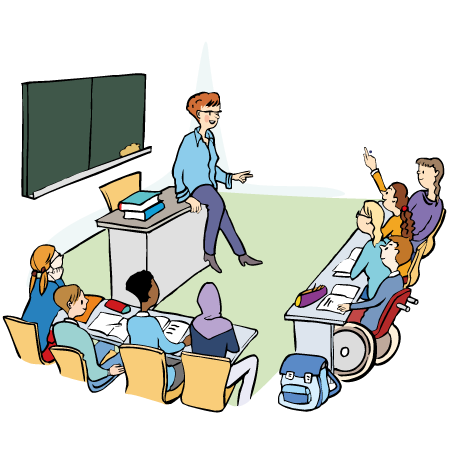 Unterricht Schüler und Schülerinnen lernen.